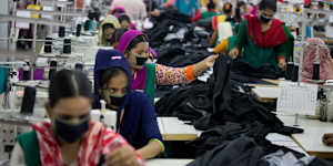 Garment workers in Bangladesh,which has been linked in the past to forced labour.