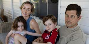 Sarah Peddie-McGuirk and James Turnbull with their children,Henry,6,and Sadie,4.
