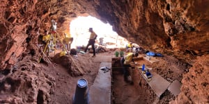 The cave has some of the earliest ­evidence of Aboriginal people’s occupation of the Australian desert,with artefacts dating back more than 50,000 years.