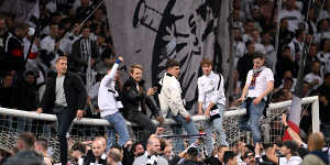 Eintracht Frankfurt fans invaded the pitch after they beat West Ham to secure their spot in the Europa League final.