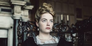 Emma Stone in The Favourite,the first film she made with Yorgos Lanthimos.