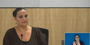 Yarraka Bayles,Quaden's mother,speaks at the disability royal commission on Monday..