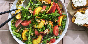 Peach and goat’s cheese salad.