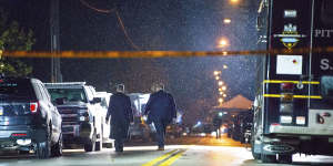 FBI investigators at the Tree of Life Congregation in the Squirrel Hill section of Pittsburgh.