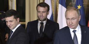 Zelensky at a meeting with French President Emmanuel Macron and Russian President Vladimir Putinin 2019.