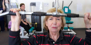 At the bar:former federal court judge Deidre O’Connor advocating a healthy exercise regime,2012. 