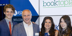 Booktopia’s Tony Nash with family at the company’s listing on the ASX.