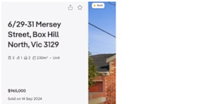 Different “sold” prices listed for the same Melbourne property in 2024.
