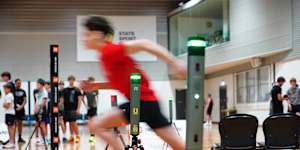 Participants aged 13–23 are put through a series of high-performance tests assessing speed,strength,power and endurance during the Australian Institute of Sport’s Future Green and Gold Talent Search in Melbourne on Saturday,July 11,2026.