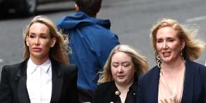 Linda Rogan,left,and her legal team including barrister Bridie Nolan,right,outside the Federal Court in Sydney on Tuesday.