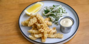 Fried calamari,as tender and as crisp as you could want.