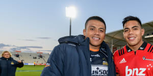 Allan and Mike Alaalatoa after the Brumbies lost to the Crusaders in Super Rugby earlier this year.