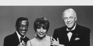 Sammy Davis Jnr,Liza Minnelli and Frank Sinatra in a publicity photograph for their world tour.