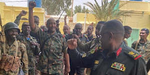 General Abdel-Fattah Burhan,de facto ruler of Sudan,visits Sudanese army troops in Khartoum.