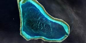 A satellite image of Scarborough Shoal,known for its rich fishing waters.