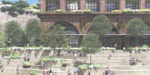 The latest plans for Howard Smith Wharves include landscaped stairs and an amphitheatre down to the waterline.