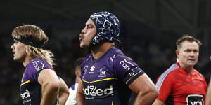 ‘He’s a bit hard done by’:Was Hughes’ referee shove worse than Luai’s?