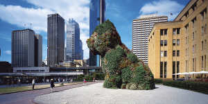 Koons's"Puppy"sat outside Sydney's Museum of Contemporary Art in the mid-1990s.