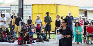 Linda Burney during the hand back of the Groote Eylandt Township Lease to the local community at Angurugu School on Groote Eylandt 