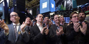 Twitterati:(From left) CEO Dick Costolo,chairman and co-founder Jack Dorsey,co-founders Evan Williams and Biz Stone.