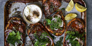 Turkish beef flatbreads. Sage Creative recipes for Good Food online and Home Front. November 2021. Good Food use only.