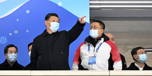 Chinese President Xi Jinping at the National Speed Skating Oval in Beijing a month before the start of the Winter Olympics.