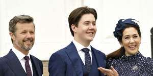 Denmark’s Crown Prince Frederik and Princess Mary,pictured in 2021,pulled their son,Prince Christian,centre,out of his prestigious boarding school in June when it was rocked by a bullying scandal. 