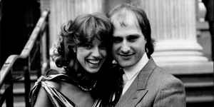 Cockney Rebel Steve Harley pictured with his bride air stewardess Dorothy Crombie 22,after their wedding in London,1981.