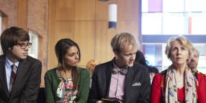 Thomas with Thomas Ward,Caitlin Stasey and Debra Lawrance in Please Like Me.