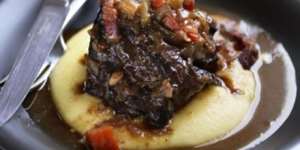 Ox cheeks cooked in red wine