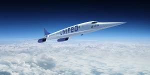An artist’s rendition of Boom Supersonic’s Overture jet. United Airlines has shown interest.