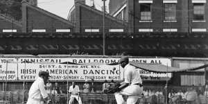 Don Bradman plays in New York against a West Indian team.