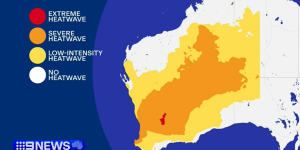 The map shows the heatwave covers much of the state.