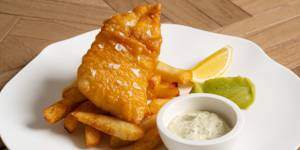 The Cornwall-style fish and chips from Rick Stein’s new restaurant at Coogee beach.