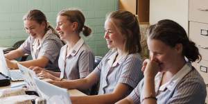 An all-girls'design and technology class at Pittwater House School