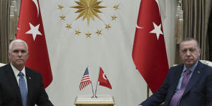 Pence and Erdogan met at the presidential palace in Ankara on Thursday,local time.