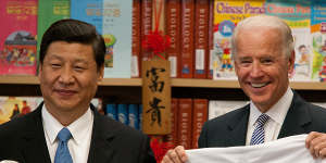 Xi Jinping and Joe Biden back in 2012 when they were vice-presidents of China and the US respectively.