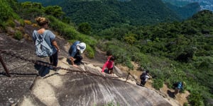 Hiking in Tijuca Forest National Park.