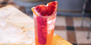 HER Rooftop’s version of the Paloma,made with blood orange.