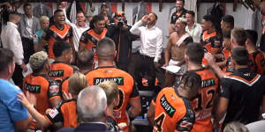 Benji Marshall sings the Tigers’ new team song.