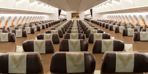 Etihad Airways'economy class on a Boeing 787 Dreamliner.