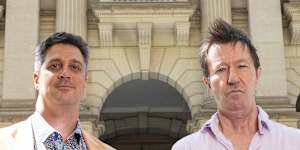 City of Port Phillip Mayor Alex Makin (left) and City of Yarra Mayor Stephen Jolly at Melbourne Town Hall.