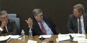 Former attorney-general William Barr gives a video deposition to the House select committee investigating the Capitol attack.