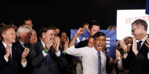 Rishi Sunak speaks to delegates and party members,as he launches the Conservative Party general election campaign in London on Wednesday.