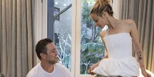 Silver Logie nominee Bojana Novakovic for “Love Me” on Binge,wearing Toni Maticevski with stylist Mikey Ayoubi as she prepares for the Logies red carpet.
