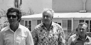 Gough Whitlam in Darwin inspecting the damage after Cyclone Tracy on 28 December 1974.