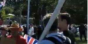 Anti-vaccine protesters chant ‘free Novak’ outside Rod Laver Arena.