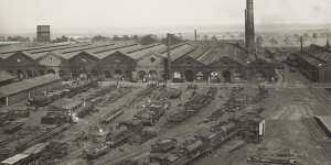 The Newport Railway Workshop pictured circa 1905-1928.
