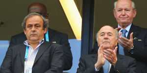 Former UEFA president Michel Platini (left) and former FIFA president Sepp Blatter (right),pictured in 2014.