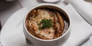 The ultimate winter dish:Macleay Street Bistro's French onion soup.